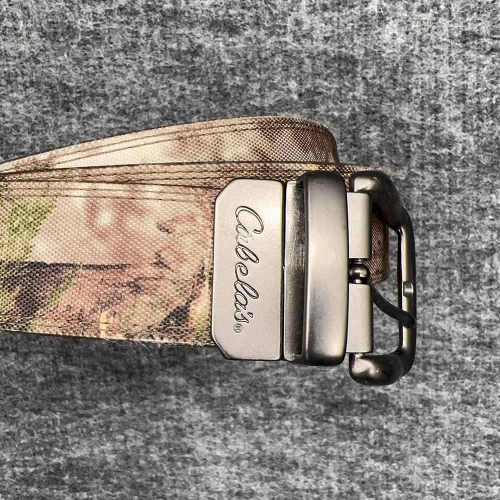 Cabela's Belt Mens 44 Brown Leather Camo Outdoor Hunting Work Buckle